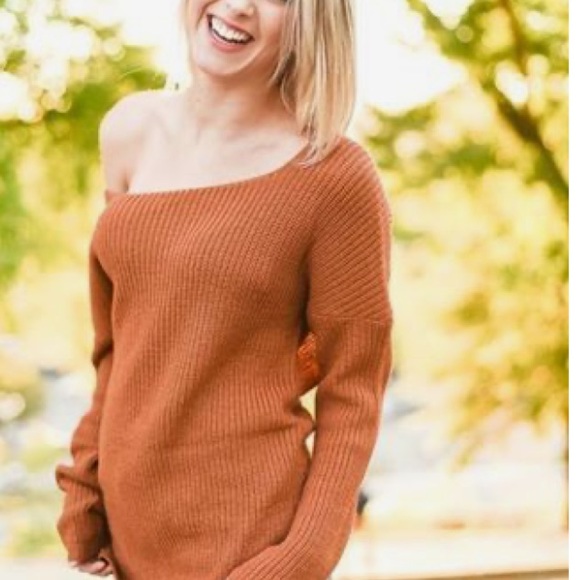 Burnt Orange Backless Sweater - Picture 1 of 7